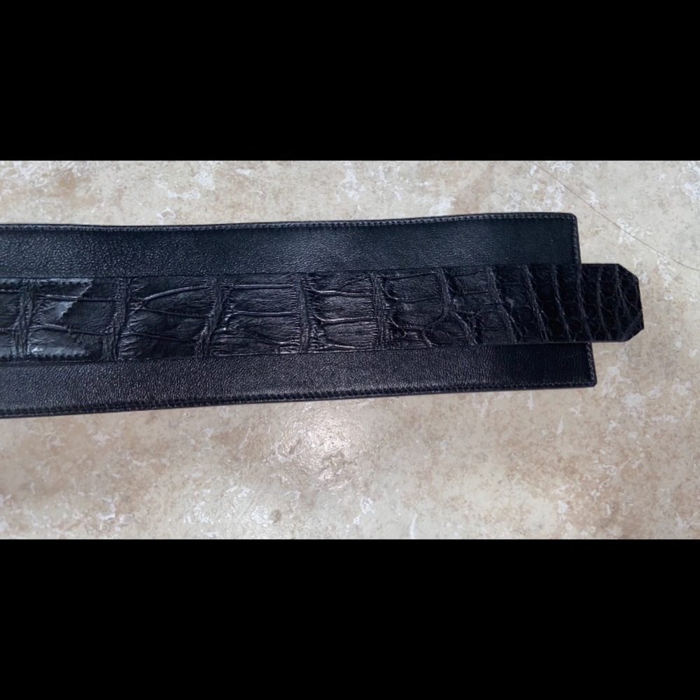 Black Wide Double Layered Statement Belt Size S - Picture 5 of 8